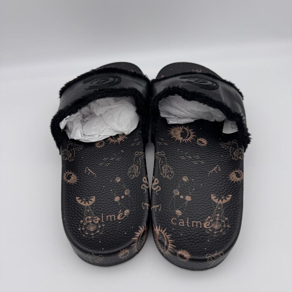 Johnny Was CALME Slide Sandals Women Size 10 Astrology Leather Black Comfort NEW - Picture 6 of 10